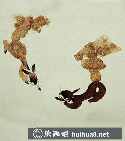 怎么用撒鹽法繪制國畫松鼠