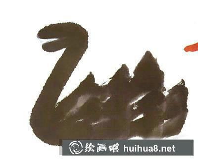 水墨畫黑天鵝第三步