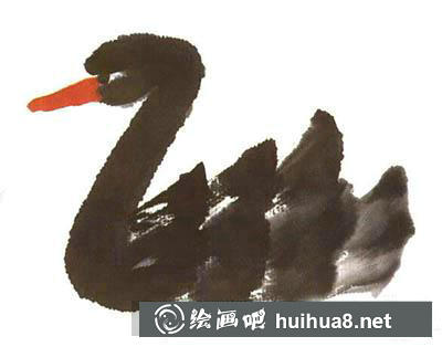 水墨畫黑天鵝第四步