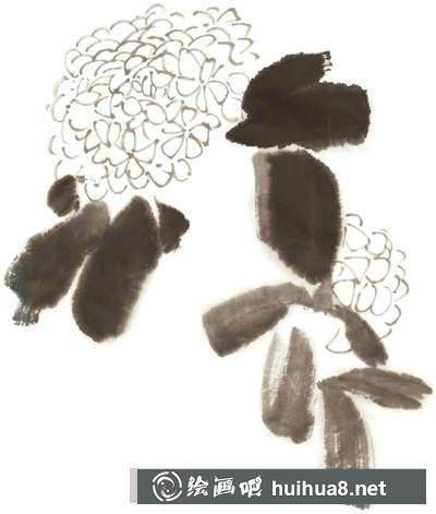 國畫教程：水墨繡球花