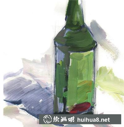 水粉畫(huà)教程：白酒瓶的畫(huà)法