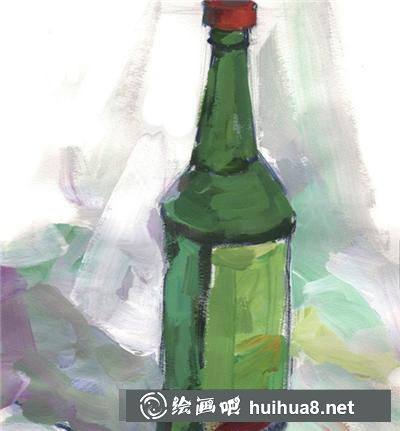 水粉畫(huà)教程：白酒瓶的畫(huà)法