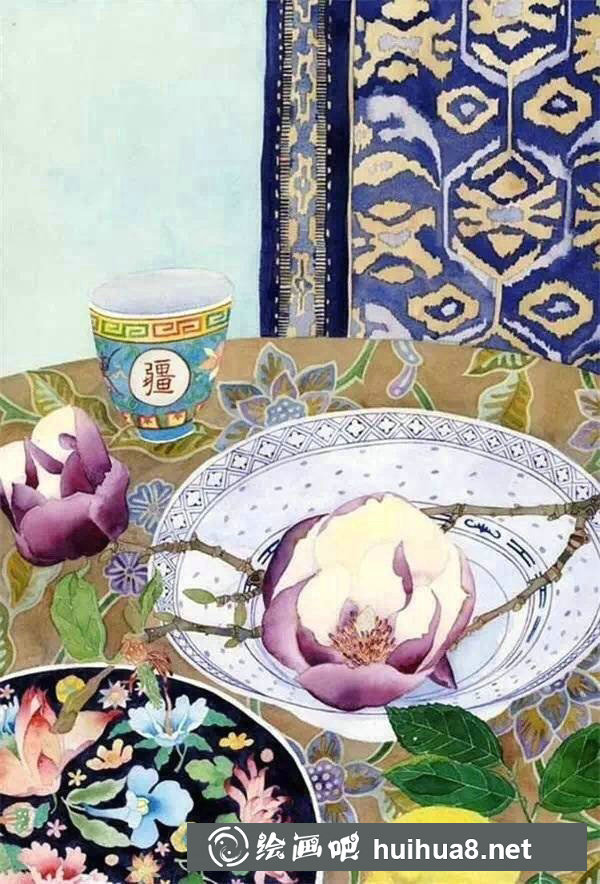 中國(guó)風(fēng)水彩畫花卉作品