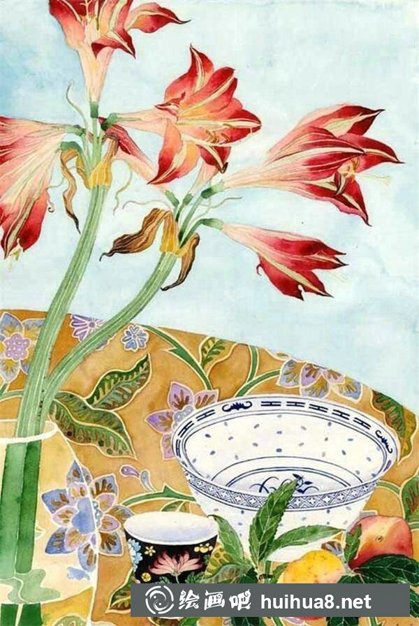 中國(guó)風(fēng)水彩畫花卉作品