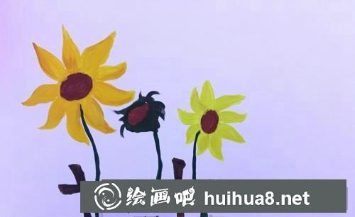 向日葵丙烯畫教程