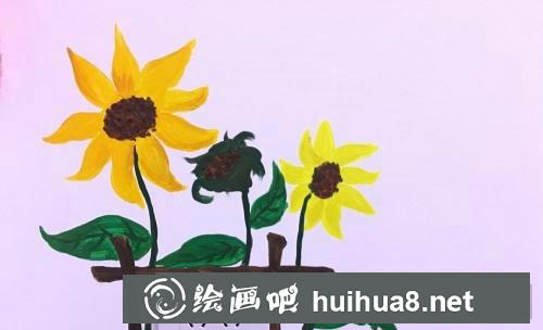 向日葵丙烯畫教程