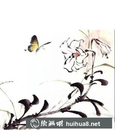 國(guó)畫(huà)教程-怎么繪制百合蝴蝶