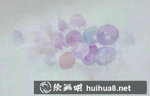 紫葡萄水粉畫