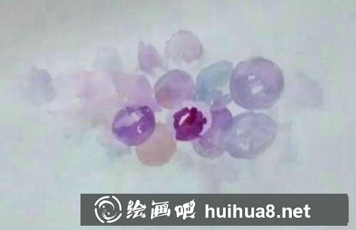 紫葡萄水粉畫