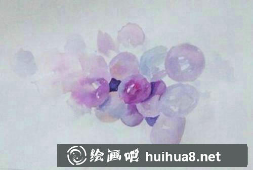 紫葡萄水粉畫