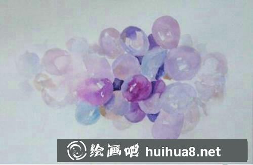 紫葡萄水粉畫