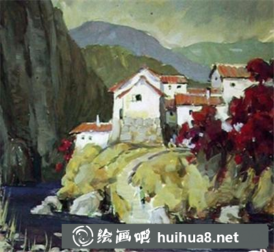 如何畫山村山水