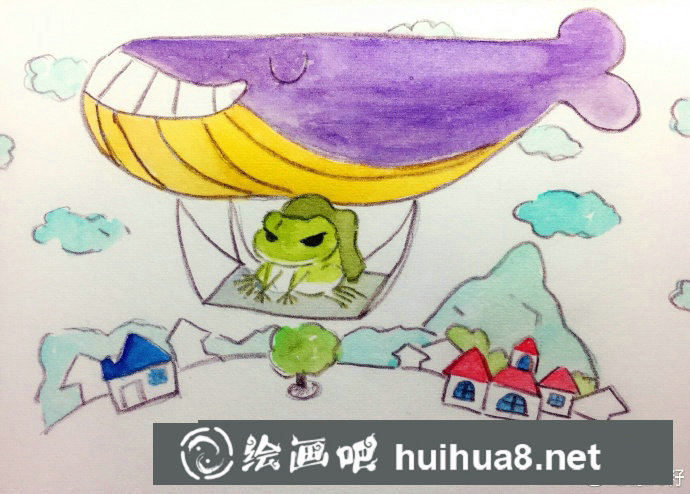 旅行的青蛙水彩畫