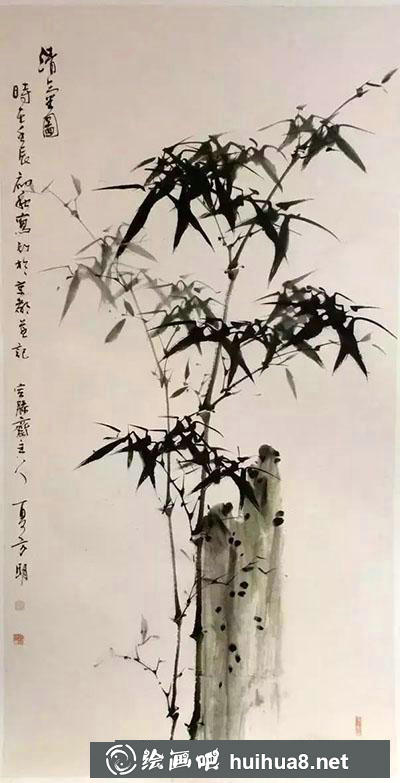 國畫教程-怎么繪制竹子(豎幅晴竹)
