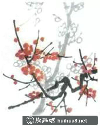國(guó)畫(huà)教程-圈點(diǎn)結(jié)合畫(huà)梅花的方法