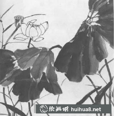 如何繪制水墨畫荷花