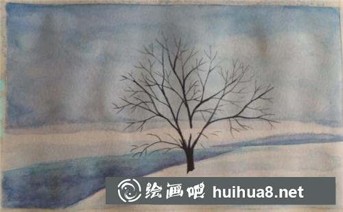 霧凇水粉畫
