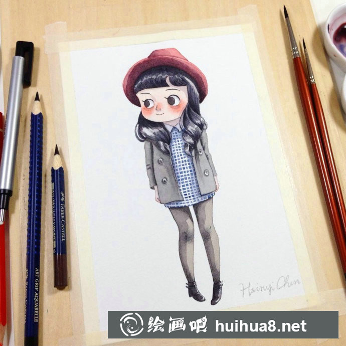 手繪插畫：小女孩的微笑