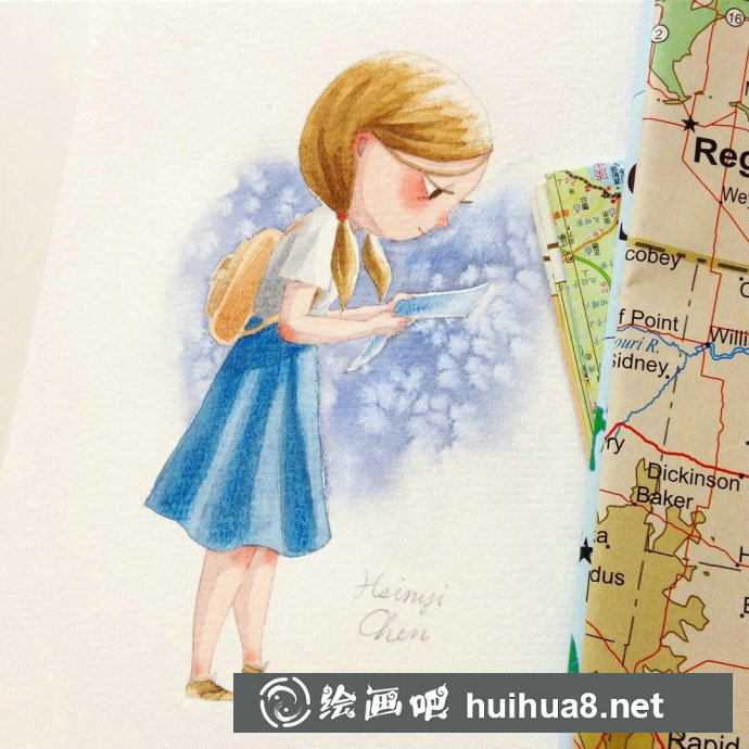 手繪插畫：小女孩的歡樂時(shí)光