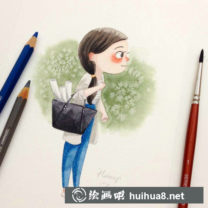 手繪插畫：小女孩的悠閑午后