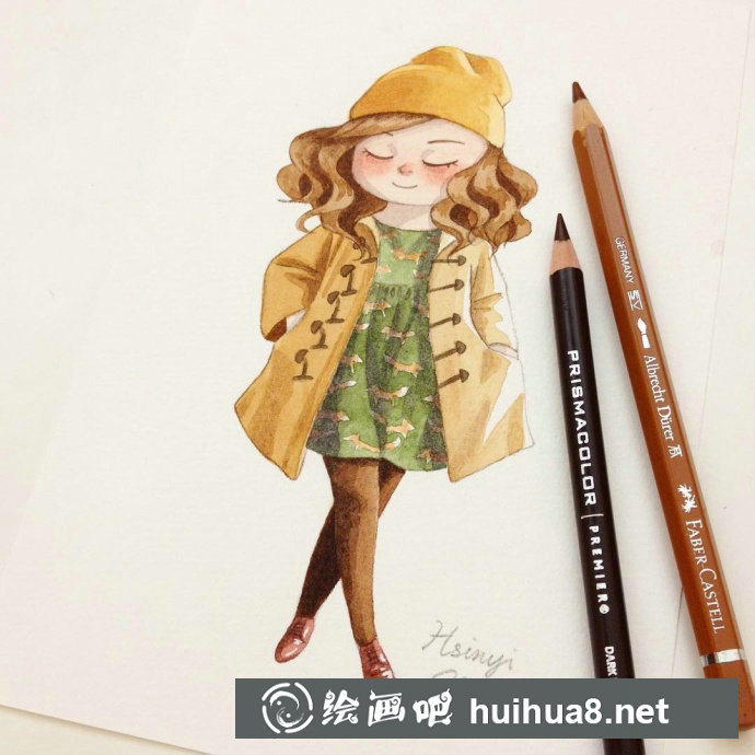 手繪插畫：小女孩的純真笑容