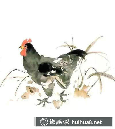國(guó)畫教程：寫意母雞怎么繪制