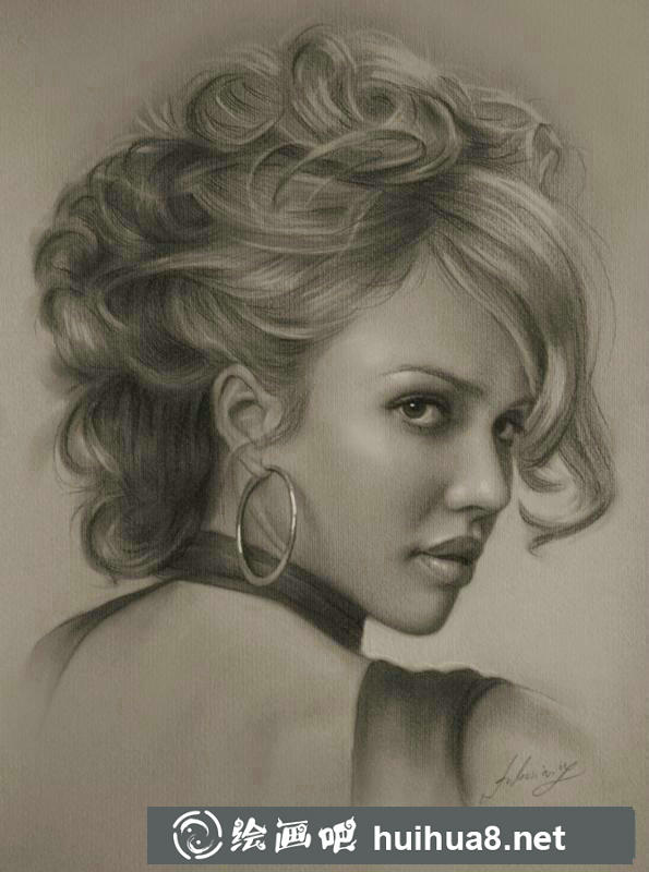 素描美女肖像畫之二