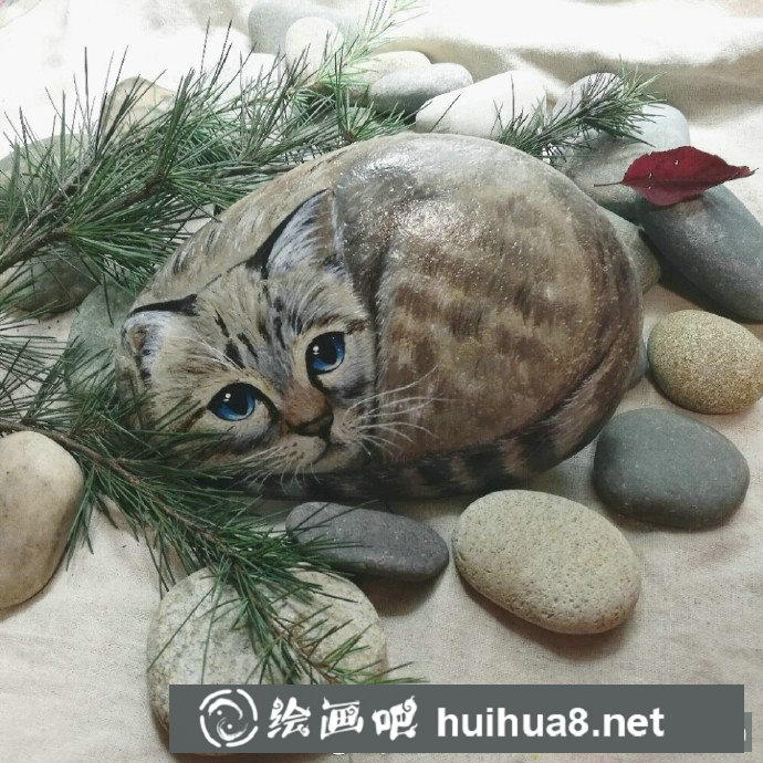 小熊丙烯石頭畫
