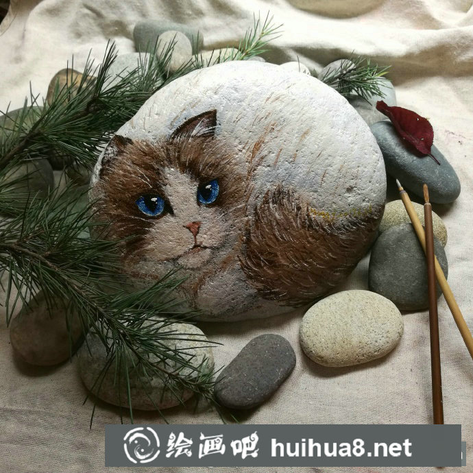 小羊丙烯石頭畫
