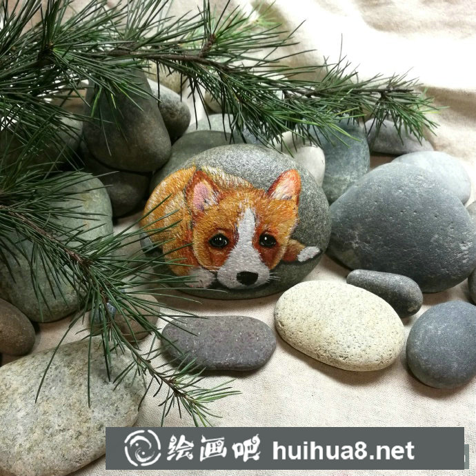 小象丙烯石頭畫