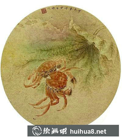 工筆畫教程：怎么畫螃蟹《和諧圖》