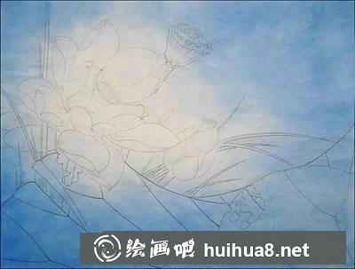 工筆畫教程：怎么畫荷花《心連若夢(mèng)》