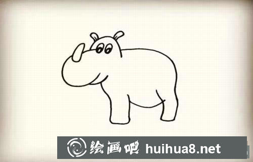 犀牛簡(jiǎn)筆畫過程