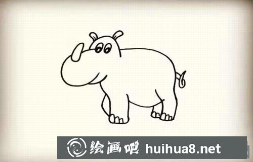 犀牛簡(jiǎn)筆畫過程