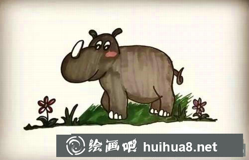 犀牛簡(jiǎn)筆畫過程