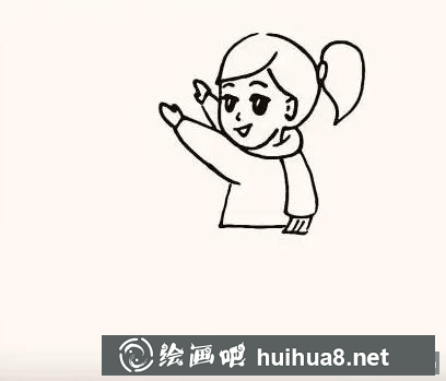 貼福字的小女孩兒童畫
