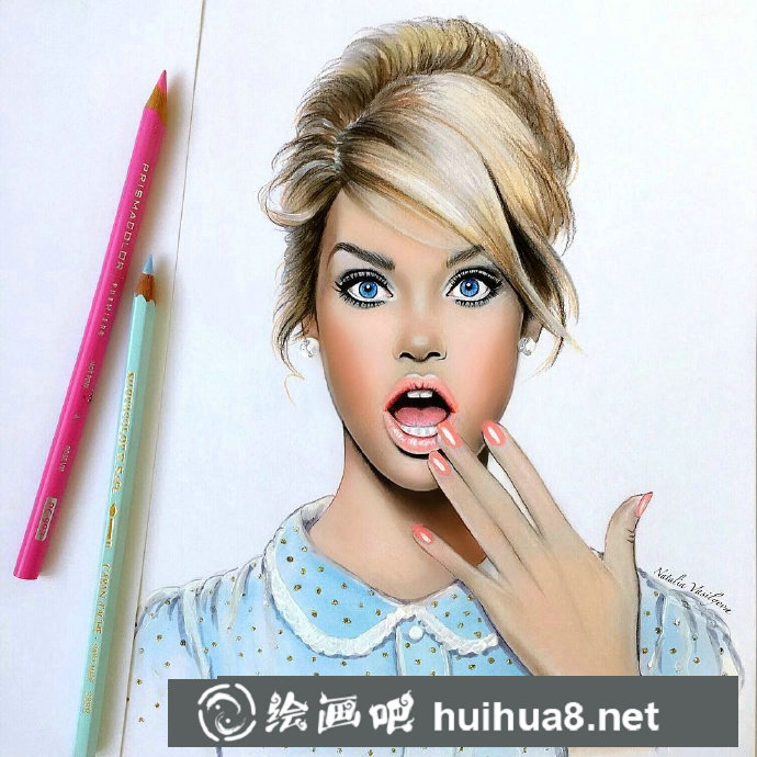 彩鉛畫外國(guó)美女肖像1