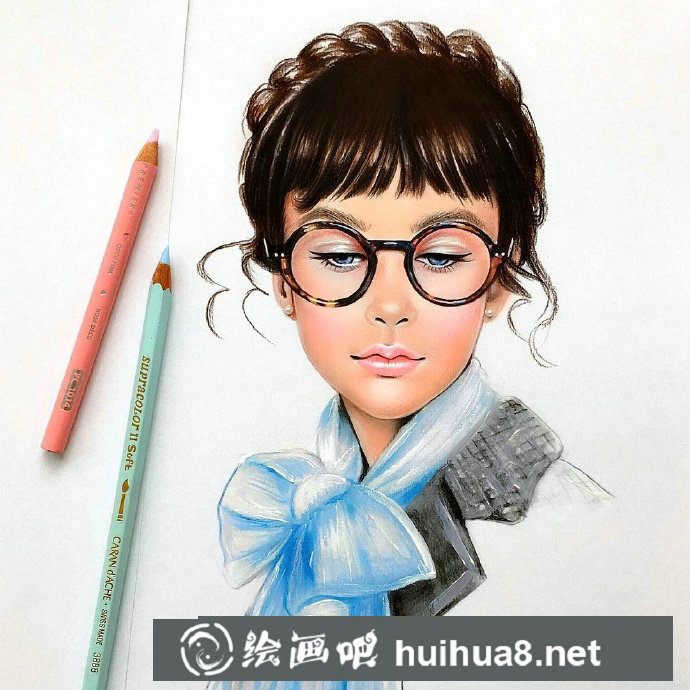 彩鉛畫外國(guó)美女肖像3