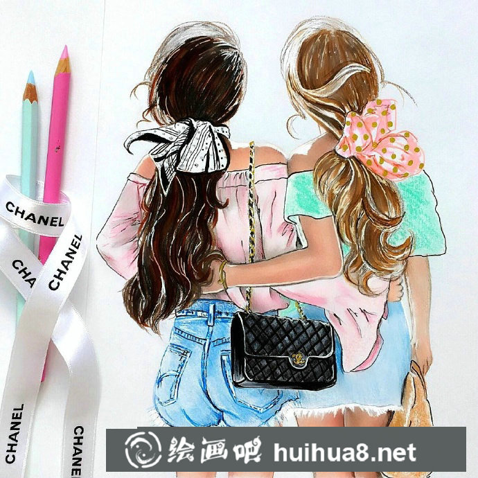 彩鉛畫外國(guó)美女肖像8