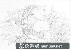 工筆畫教程繪制花籃圖