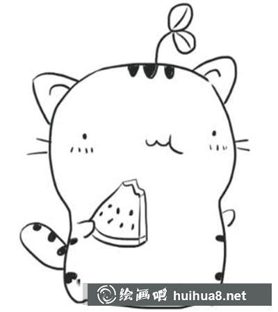 簡筆畫教程怎么畫吃西瓜的貓 簡筆畫教程怎么畫吃西瓜的貓