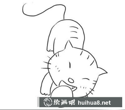 簡(jiǎn)筆畫教程怎么畫玩耍的貓