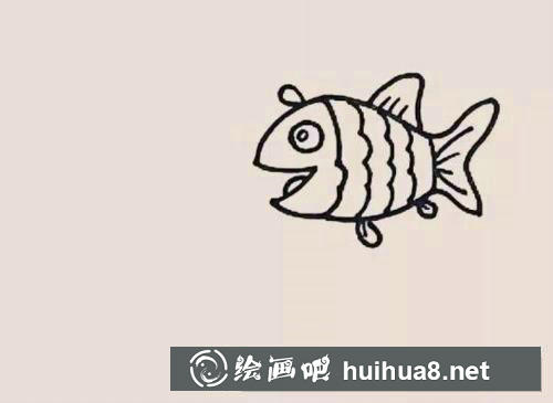 魚兒童畫過程