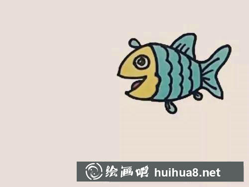 魚兒童畫過程