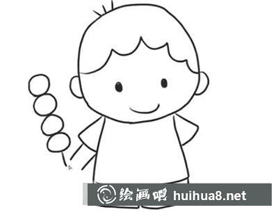 簡筆畫教程怎么畫拿糖葫蘆的小男孩