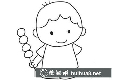 簡筆畫教程怎么畫拿糖葫蘆的小男孩