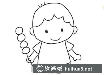 簡筆畫教程怎么畫拿糖葫蘆的小男孩