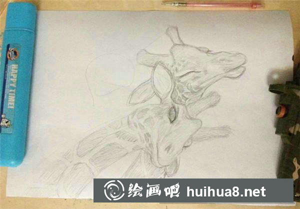 長頸鹿水粉畫