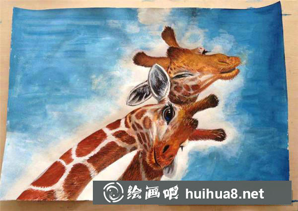 長頸鹿水粉畫