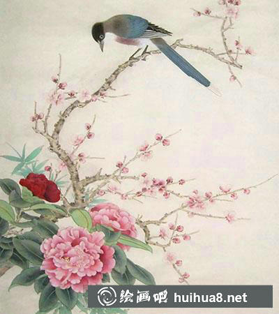 怎么畫梅花與山鵲